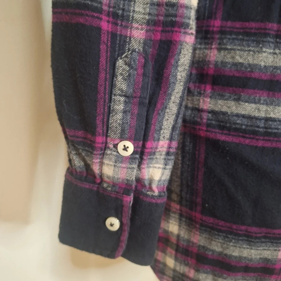 Soft Surroundings pink  and black plaid button down flannel shirt SZ S - Picture 8 of 10